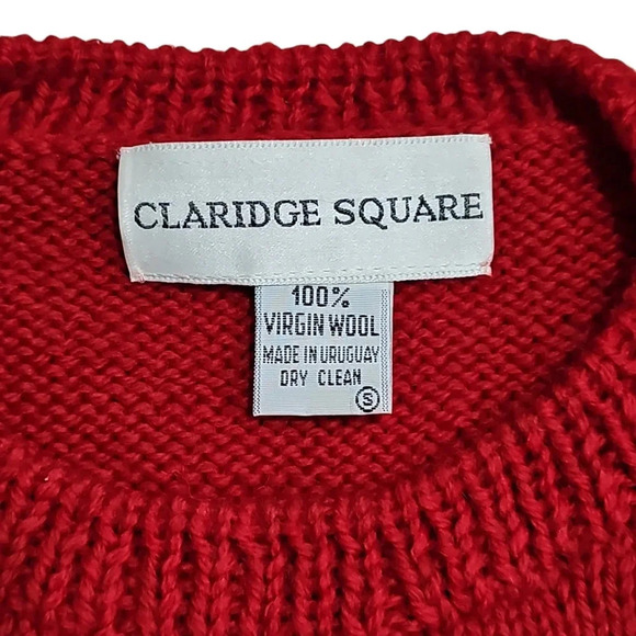 Claridge Wool Teddy Bear Sweater Red Small Fair Isle Vintage Holiday Kitschy - Picture 4 of 6